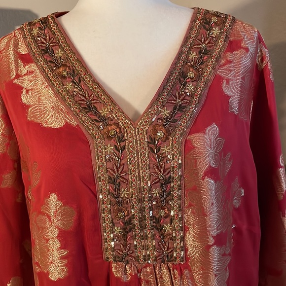 Soft Surroundings- NWT - gold and orange Bellflower Top - multi-floral - size 1X - Picture 2 of 11